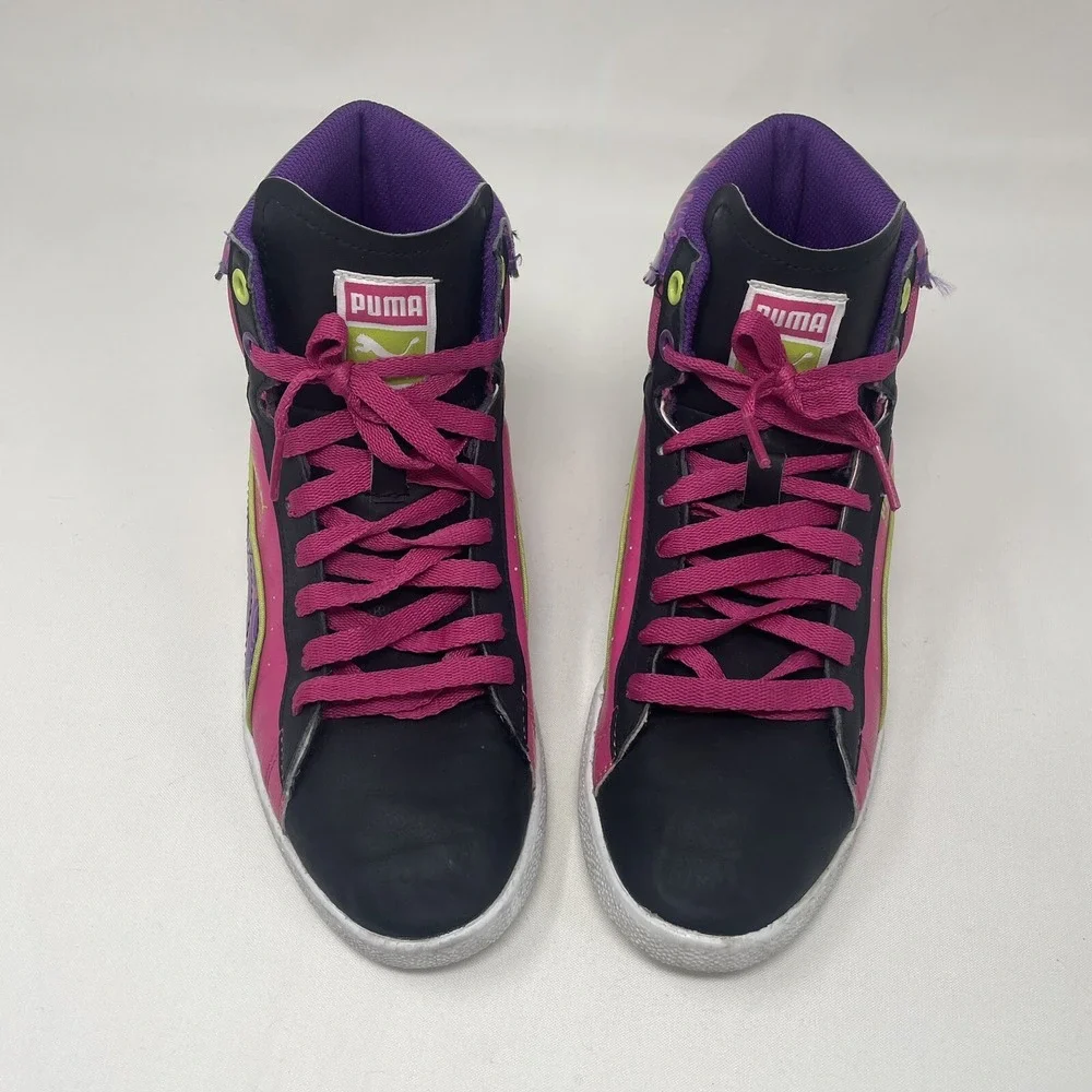 PUMA Girl's First Round Secret Poke Black Mag Purple Streetwear Sneakers Size 5